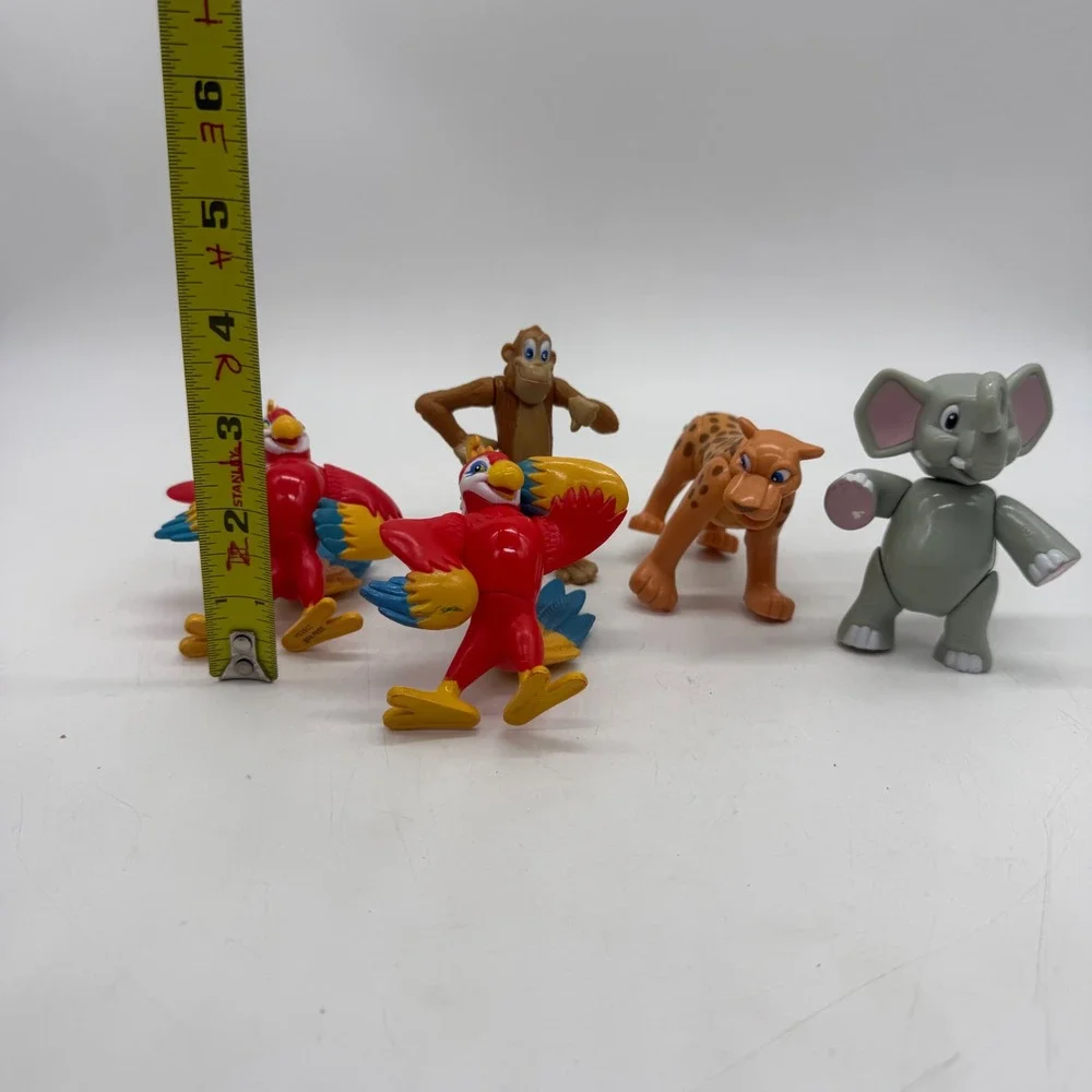 Rainforest Cafe Toy Figures Lot 5pc Parrot Monkey Cheetah Elephant Multi Color